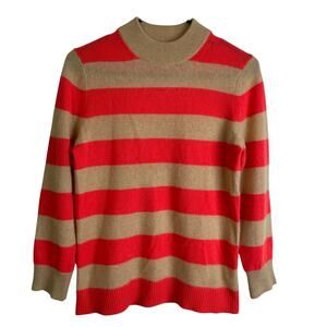 Striped neon/coral and Tan Women's Sweater Cardigan